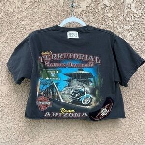 RAW EDGE CROPPED YUMA ARIZONA HARLEY‎ DAVIDSON RILEY VTG TEE WITH PATCHES